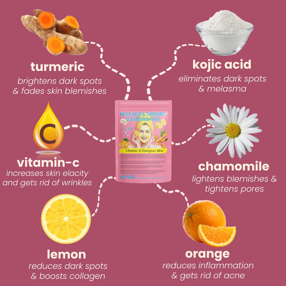Tampons Nettoyants à la Curcumine et à l'Acide Kojique